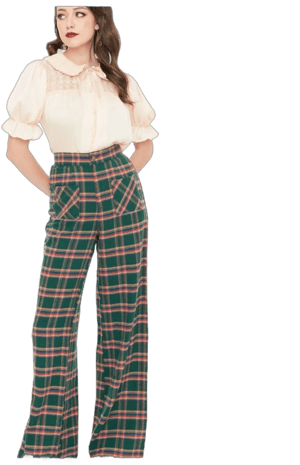 Smak Parlour Women's 1960s Plaid Wide-Leg Pants