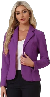 Allegra K Women's Elegant Lapel Collar Button Down Suit Blazer