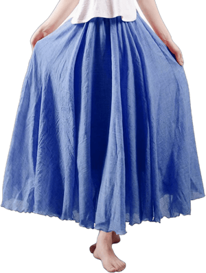 OCHENTA Women's Girls Bohemian Flowy Cotton Maxi Skirt