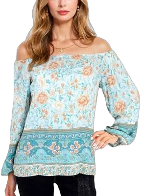 Anna-Kaci Women's Off Shoulder Floral Print Blouse