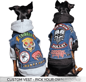 Denim Dog Vest - Custom Patched / Large Breed Denim Dog Coat / Dog Denim / Denim Dog Jacket / Denim Dog Vest / Custom Dog coat