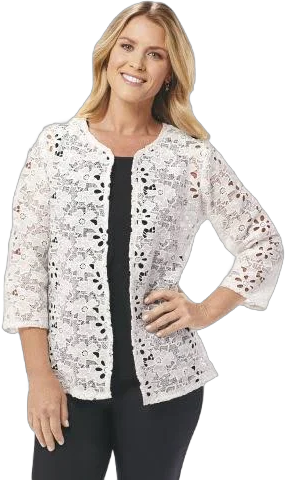 Battenberg Lace Open Front Cardigan Sweater