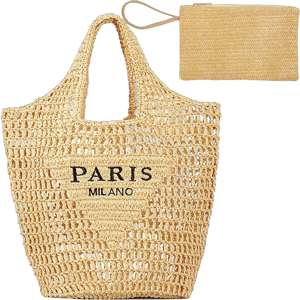 QZUnique Women Straw Woven Bag Summer Shoulder Bag Beach Purse Hobo Vacation Straw Clutch Handbag