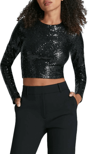 Commando Sequin Long Sleeve Crewneck Crop Top