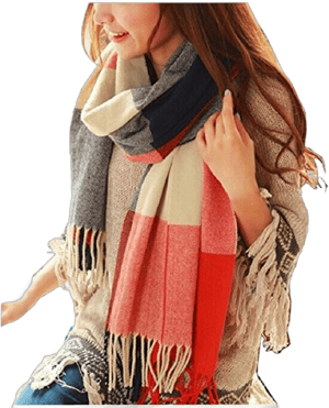 Women's Chunky Oversized Plaid Blanket Scarf