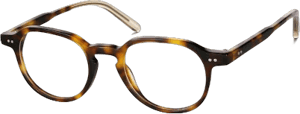 Zenni Vintage Round Glasses Tortoiseshell Plastic Full Rim Frame, Universal Bridge Fit, Blokz Blue Light Glasses, 4430925o | 3-5 Day Rush Delivery