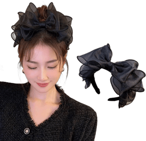 Women Girls auwiyd Lolita Black Hoop Bows Headband Hair Fashion Bowknot Headbands Vintage Hair