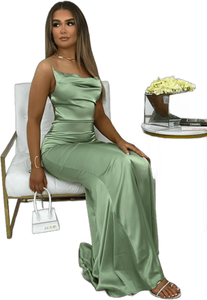 DressMeZee Tiana Satin Split Gown