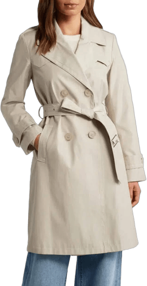 Via Spiga Women's Double-Breasted Belted Water Resistant Cotton Blend Trench Coat