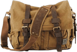 Sechunk Vintage Military Leather Canvas Laptop Bag