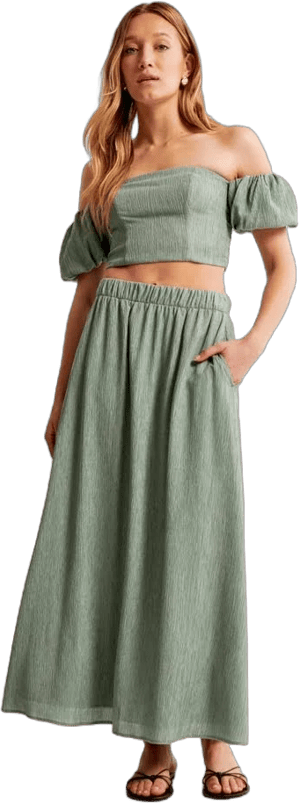 Abercrombie & Fitch Women's Crinkle Flowy Maxi Skirt