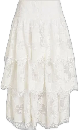 Zimmermann Embellished tiered voile and tulle maxi skirt - Women - Ivory Skirts - 0