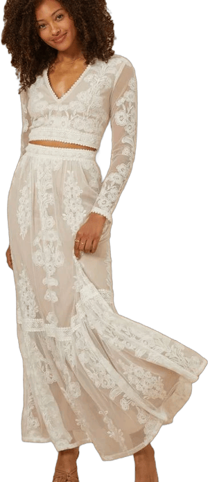 Altar'd State Arissa Embroidered Rayon Maxi Skirt