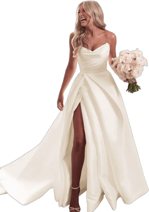 GUKARLEED Women's Off The Shoulder Satin Wedding Dress with Trains and Slit