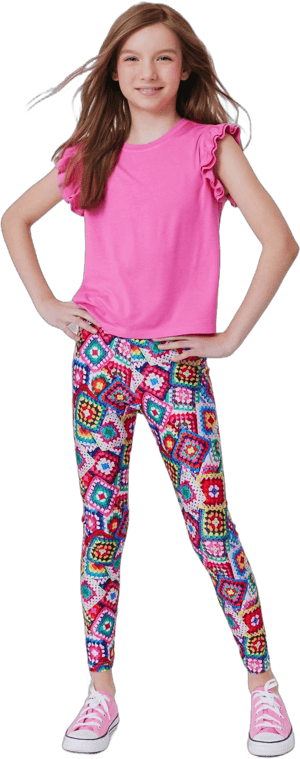 Terez Girls' Granny Squares Leggings