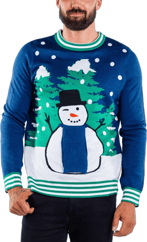 Men's Tipsy Elves Peekaboo Snowman Ugly Christmas Sweater Funny & Festive X-Mas Sweaters