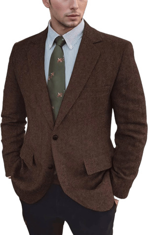 Men's Retro Herringbone Tweed Blazer