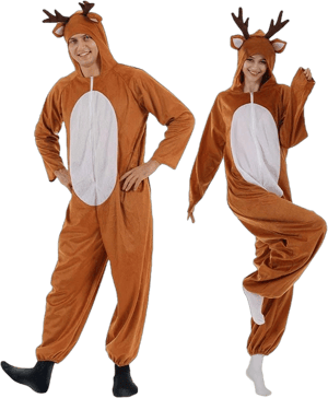 EraSpooky Christmas Reindeer Adult Costume Elf Unisex Deer Animal Onesie Party Jumpsuit