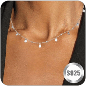 925 Sterling Silver Trendy Dainty Herringbone Beaded Chain Necklace