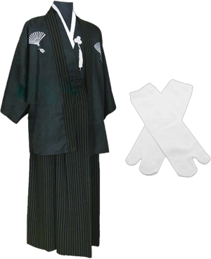 Japanese Kimono Samurai Hakama Bushi Uniform with Tabi Socks Set