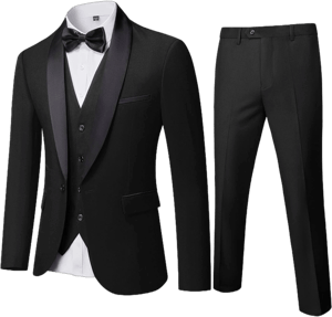 MY'S Mens 3-Piece Suit Shawl Lapel One Button Tuxedo Slim Fit Premium Dinner Jacket Vest Pants & Tie Set