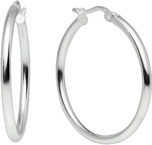 Lovve 925 Sterling Silver Round- Tube Hoop Earrings