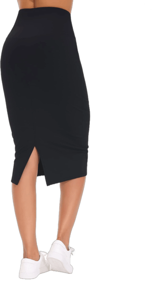 Women's High Waist Stretchy Pencil Skirt with Back Slit