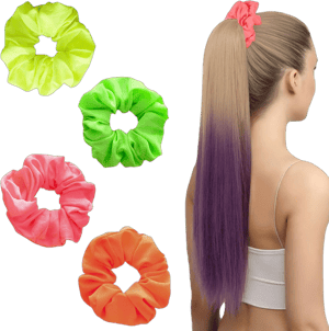 Hearuers 4Pcs Neon Scrunchies for Women Hair 80s 90s 90 Accessories for