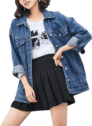 Omoone Women's Oversized Mid Long Denim Jacket