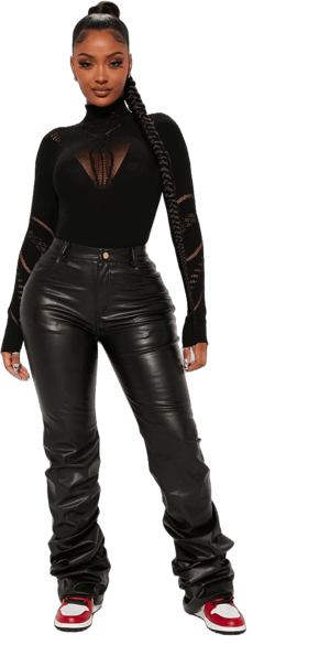 Fashion Nova Women's Making A Statement Faux Leather Stacked Pants