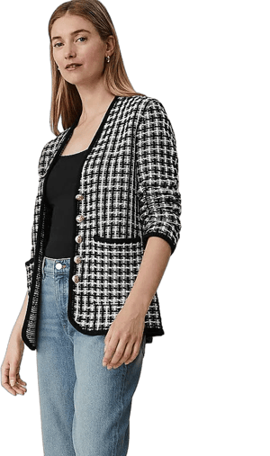 Ann Taylor Women's Tweed Stitch V-Neck Blazer