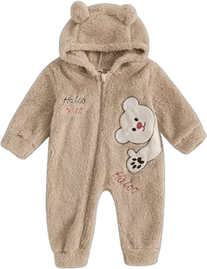 Newborn Infant Baby Bear Fleece Jumpsuit