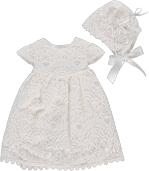 Lace Christening Gown & Bonnet Set