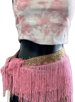 Dondup Women’s Fringe Hip Scarf Belly Dance Belt-PINK - New Handmade | Size: s