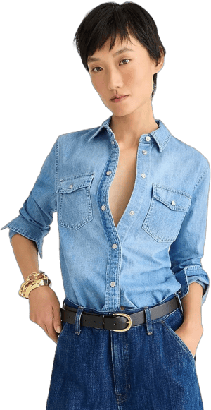 J.Crew Women's Wren Slim Western Chambray Shirt