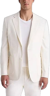 Men's Slim Ivory Linen-Blend Suit Jacket