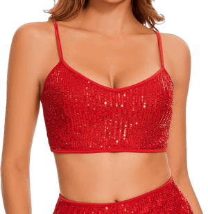 Perayaan Women's Sequin Crop Top Glitter Sparkly Spaghetti Strap Tank Tops Sleeveless Bra Tube Top for Rave Festival Costume