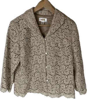 Talbots Size 10 Lace Eyelet Gold Blazer Jacket Formal Metallic Size 10