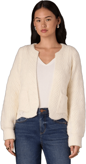 Wit & Wisdom Women's Blouson Sleeve Cable Knit Cardigan