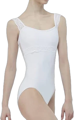 Wear Moi Womens Erine Scallop Trim Lace Tank Leotard in White WM235