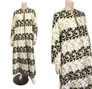 Modern Couture Vintage 1950s Metallic Brocade Evening Coat