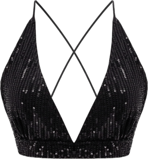 Monanoat Women's Sexy Sequin V-Neck Bustier Crop Top