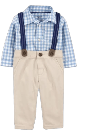 Carter's Baby Boys 3-Piece Gingham Suspender Pant Set