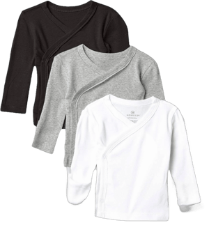 HonestBaby 3-Pack Organic Cotton Long Sleeve Side-Snap Kimono Tops