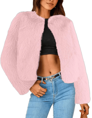 Simplee Women's Cropped Furry Jacket