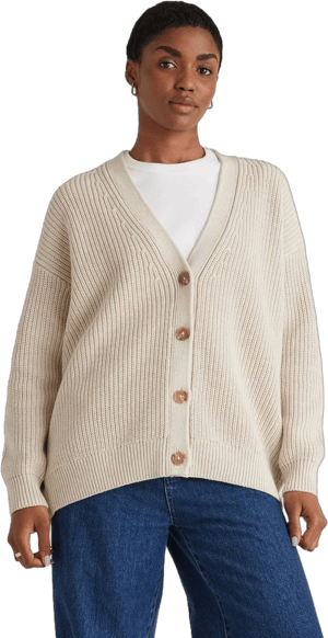 Quince Women's Oversized Boyfriend Cardigan Sweater in Organic Cotton