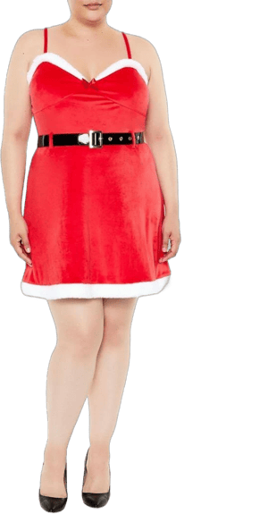 Forever 21 Plus Women's Belted Santa Mini Dress