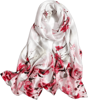 100% Mulberry Silk Floral Print Scarf