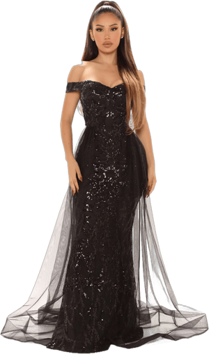 Fashion Nova Embellished Train Sleeveless Sequin Maxi Dress