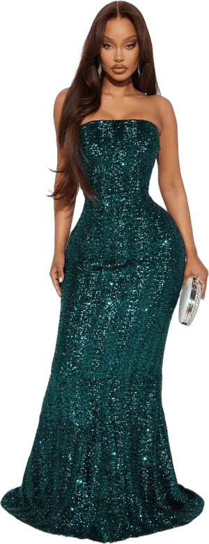 Fashion Nova Serenity Sleeveless Sequin Mermaid Maxi Dress